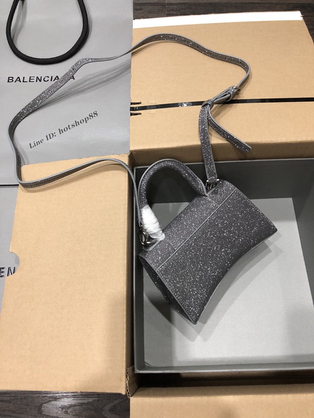 Balenciaga專櫃爆款滿天星小號灰色手提女包 巴黎世家Hourglass沙漏包 fyj1606